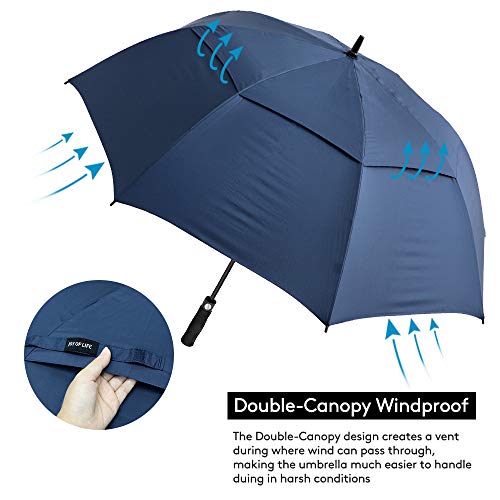 ZOMAKE Paraguas Grande Antiviento, Automático Paraguas de Golf con Doble Cubierta para Mujer Hombre(Azul)