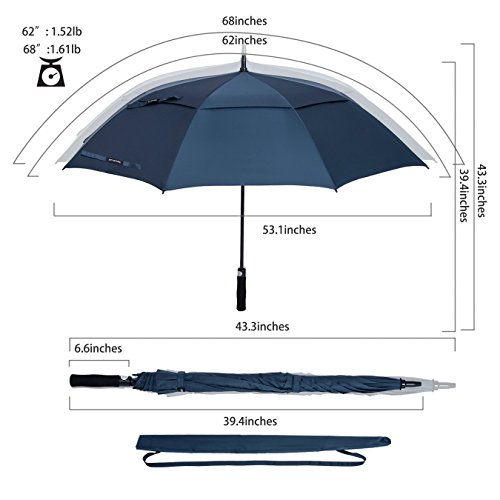 ZOMAKE Paraguas Grande Antiviento, Automático Paraguas de Golf con Doble Cubierta para Mujer Hombre(Azul) ZOMAKE Paraguas Grande Antiviento, Automático Paraguas de Golf con Doble Cubierta para Mujer Hombre(Azul)