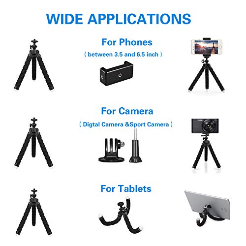 Zommuei Mini Trípode, Trípode Móvil Flexible con Bluetooth Control Remoto y Adaptador Smartphone, Piezas Gopro Portátil Trípode con Tornillo 1/4'' para iPhone, Samsung, Huawei, GoPro, Cámara Digital Zommuei Mini Trípode, Trípode Móvil Flexible con Bluetooth Control Remoto y Adaptador Smartphone, Piezas Gopro Portátil Trípode con Tornillo 1/4'' para iPhone, Samsung, Huawei, GoPro, Cámara Digital