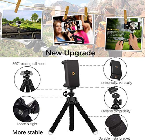 Zommuei Mini Trípode, Trípode Móvil Flexible con Bluetooth Control Remoto y Adaptador Smartphone, Piezas Gopro Portátil Trípode con Tornillo 1/4'' para iPhone, Samsung, Huawei, GoPro, Cámara Digital Zommuei Mini Trípode, Trípode Móvil Flexible con Bluetooth Control Remoto y Adaptador Smartphone, Piezas Gopro Portátil Trípode con Tornillo 1/4'' para iPhone, Samsung, Huawei, GoPro, Cámara Digital