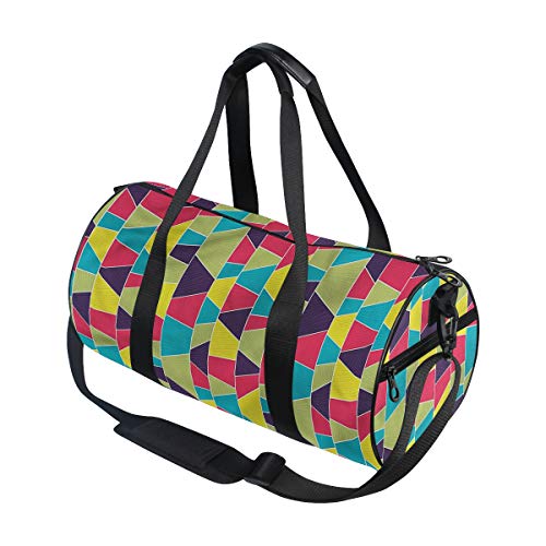 ZOMOY Bolsa de Deporte,Arte Trapecio Mosaico,Nuevo de Cubo de impresión Bolsas de Ejercicios Bolsa de Viaje Equipaje Bolsa de Lona