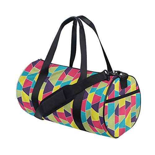 ZOMOY Bolsa de Deporte,Arte Trapecio Mosaico,Nuevo de Cubo de impresión Bolsas de Ejercicios Bolsa de Viaje Equipaje Bolsa de Lona