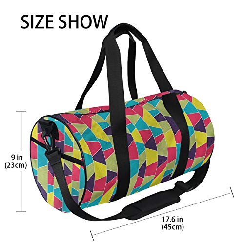 ZOMOY Bolsa de Deporte,Arte Trapecio Mosaico,Nuevo de Cubo de impresión Bolsas de Ejercicios Bolsa de Viaje Equipaje Bolsa de Lona