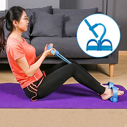 ZoneYan Cuerda Elástica de Pedal, Cuerda de Tensión Multifunción, Pedal Cuerdas de Tracción, Expansor de Culturismo, 4 Tubo Pierna Ejercitador, Pedal Resistance Band (Blue)