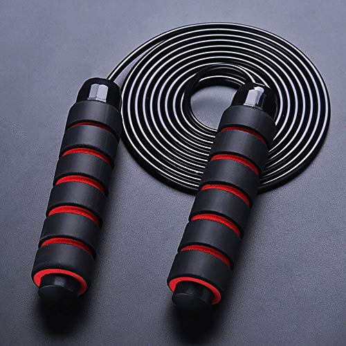 ZoneYan Cuerdas de Saltar, Cuerdas Saltar Fitness, Skipping Rope, Comba Boxeo Professional, Comba de Saltar Ajustable, Fácilmente Ajustable, 2.8m Cable, para Fitness, Gym