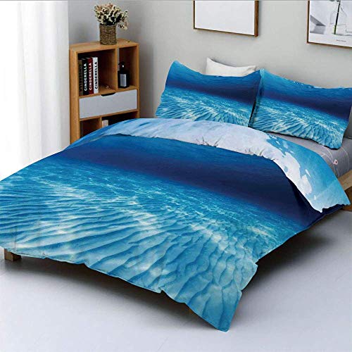 Zozun Juego de Funda nórdica, Tiro Submarino del Fondo arenoso Rizado en el mar de Andaman, Tailandia, Juego de Ropa de Cama de 3 Piezas con 2 Fundas de Almohada, niños y Adultos Zozun Juego de Funda nórdica, Tiro Submarino del Fondo arenoso Rizado en el mar de Andaman, Tailandia, Juego de Ropa de Cama de 3 Piezas con 2 Fundas de Almohada, niños y Adultos