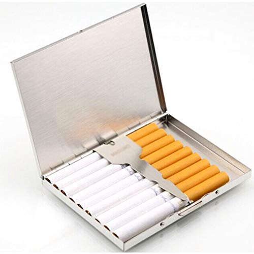 zpzp Estuche para Cigarrillos de Acero Inoxidable Metal Multifuncional Impermeable a Prueba de Humedad portátil Resistente a la extrusión Puede Contener 10 Cigarrillos