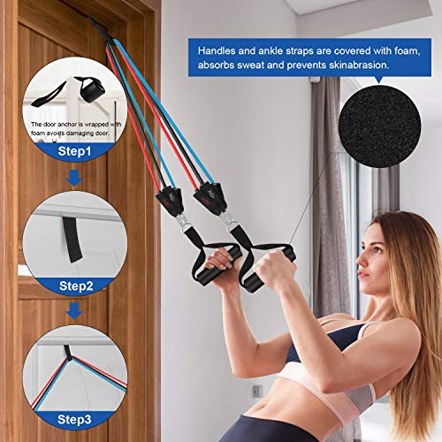 Zriey Juego de Bandas Elásticas de Resistencia, Adecuado para Fitness, Fuerza, Pérdida de Peso, Yoga, Equipo de Fitness para El Hogar Hombre y Mujer 100LBS