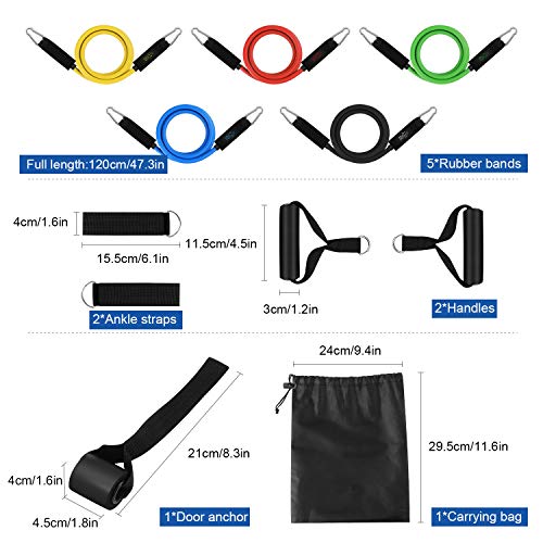 Zriey Juego de Bandas Elásticas de Resistencia, Adecuado para Fitness, Fuerza, Pérdida de Peso, Yoga, Equipo de Fitness para El Hogar Hombre y Mujer 100LBS