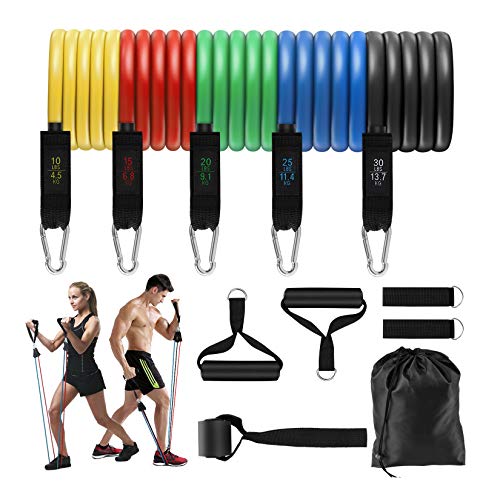 Zriey Juego de Bandas Elásticas de Resistencia, Adecuado para Fitness, Fuerza, Pérdida de Peso, Yoga, Equipo de Fitness para El Hogar Hombre y Mujer 100LBS