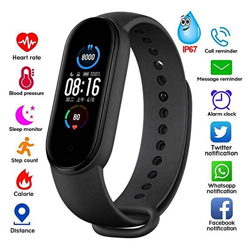 ZSGG Reloj Inteligente Rastreador de Ejercicios 0. 96 Pulgadas Pantalla a Color Banda Deportiva a Prueba de Agua Pulsera Inteligente Bluetooth con Podómetro Monitor de Presión Arterial