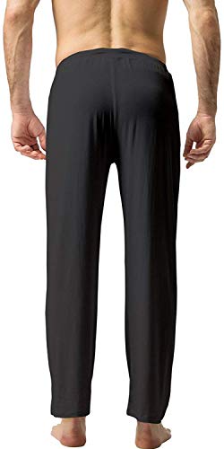 ZSHOW Pantalones de Yoga Suaves Largos Pijama Bolsillos Inclinados de Punto Hombre Negro Medium