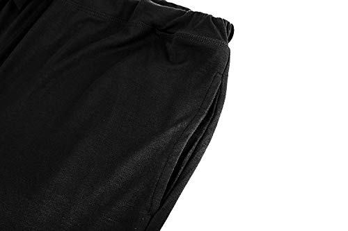 ZSHOW Pantalones de Yoga Suaves Largos Pijama Bolsillos Inclinados de Punto Hombre Negro Medium