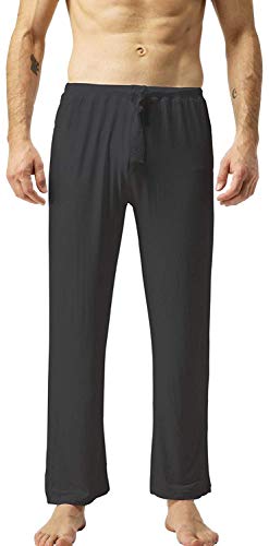 ZSHOW Pantalones de Yoga Suaves Largos Pijama Bolsillos Inclinados de Punto Hombre Negro Medium