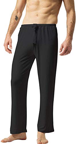 ZSHOW Pantalones de Yoga Suaves Largos Pijama Bolsillos Inclinados de Punto Hombre Negro Medium