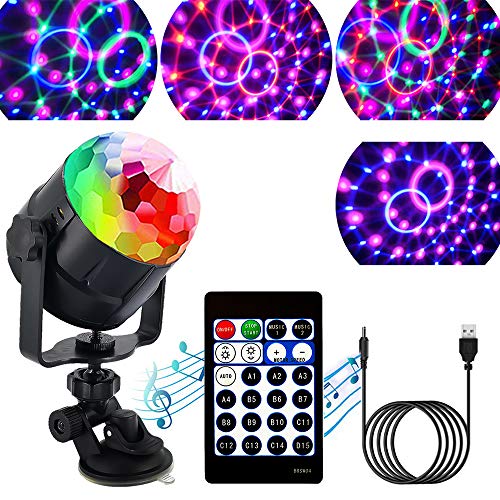 ZStarlite Bola de Luces Discoteca Giratoria para Fiesta con Cable USB, Control Remoto