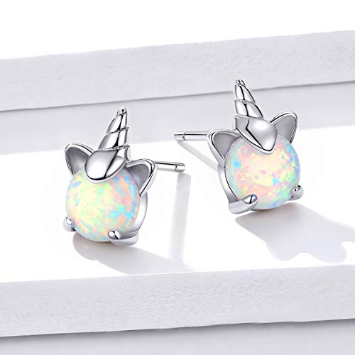 Ztowoto-Pendientes hipoalergénicos de plata de ley 925, bonitos pendientes de unicornio, regalos, coloridos pendientes de unicornio de proteína sintética Ztowoto-Pendientes hipoalergénicos de plata de ley 925, bonitos pendientes de unicornio, regalos, coloridos pendientes de unicornio de proteína sintética