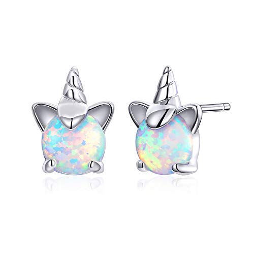 Ztowoto-Pendientes hipoalergénicos de plata de ley 925, bonitos pendientes de unicornio, regalos, coloridos pendientes de unicornio de proteína sintética Ztowoto-Pendientes hipoalergénicos de plata de ley 925, bonitos pendientes de unicornio, regalos, coloridos pendientes de unicornio de proteína sintética