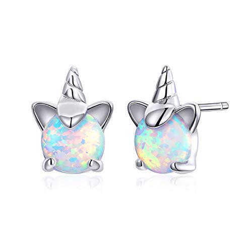 Ztowoto-Pendientes hipoalergénicos de plata de ley 925, bonitos pendientes de unicornio, regalos, coloridos pendientes de unicornio de proteína sintética