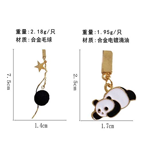 Zuiaidess Pendientes De Mujer,Oso Polar Animales Metal Simple Bola De Pelos Curva Asimétrica Estrellas Borla Stud Earring For Women's Daily Accesorios Joyas