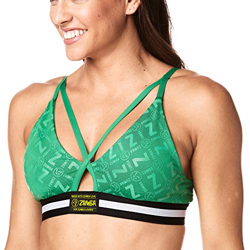 Zumba Dance Bralette Sujetador Deportivo Mujer Fitness Workout Sujetador Deportivo Activo, Groovin' Green, XS