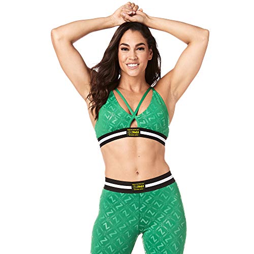 Zumba Dance Bralette Sujetador Deportivo Mujer Fitness Workout Sujetador Deportivo Activo, Groovin' Green, XS