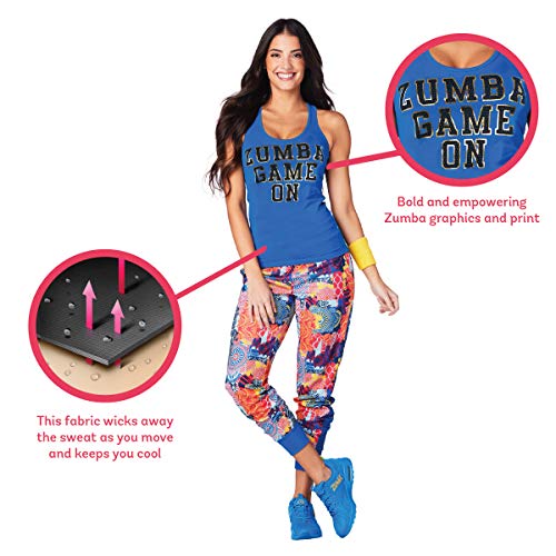 Zumba Dance Fitness - Camiseta de tirantes transpirable para mujer, color azul Zumba Dance Fitness - Camiseta de tirantes transpirable para mujer, color azul
