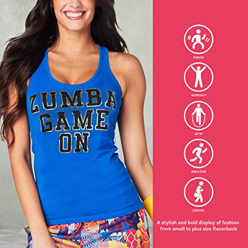 Zumba Dance Fitness - Camiseta de tirantes transpirable para mujer, color azul Zumba Dance Fitness - Camiseta de tirantes transpirable para mujer, color azul