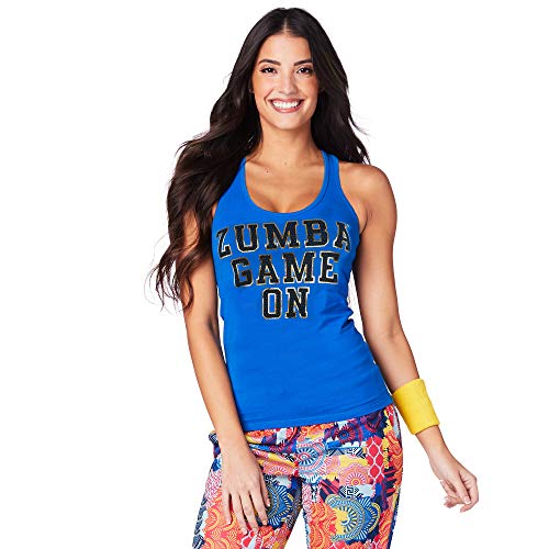 Zumba Dance Fitness - Camiseta de tirantes transpirable para mujer, color azul Zumba Dance Fitness - Camiseta de tirantes transpirable para mujer, color azul