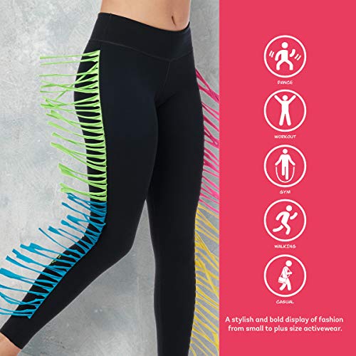 Zumba Dance Leggings Estampados Pretina Ancha de Cintura Fitness Entrenamiento Mallas de Deporte de Mujer, Bold Black A, S