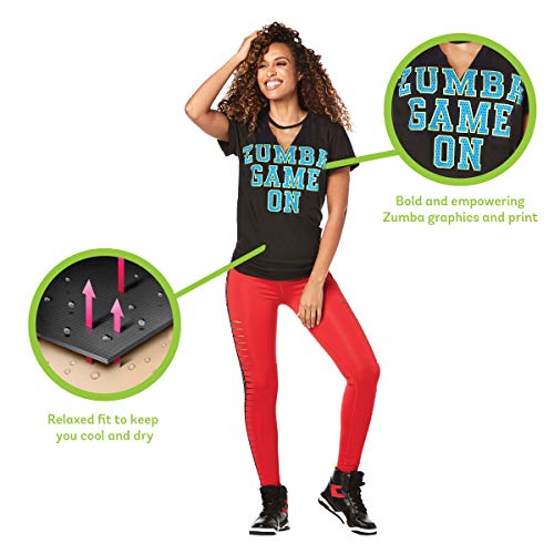 Zumba Fitness® Athlétique Top Femme Coupe Ample Dance Vetements Sport Haut d'Entraînement, Camiseta Mujer, Opacity, Bold Black B, Medium Zumba Fitness® Athlétique Top Femme Coupe Ample Dance Vetements Sport Haut d'Entraînement, Camiseta Mujer, Opacity, Bold Black B, Medium