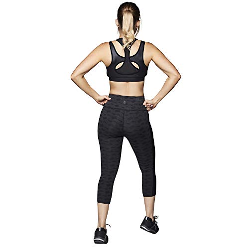 Zumba Strong by Compression Running Cropped Leggings Mujer Fitness Push Up Cintura Alta, Black Mesh, S