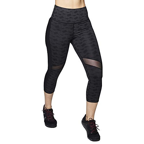 Zumba Strong by Compression Running Cropped Leggings Mujer Fitness Push Up Cintura Alta, Black Mesh, S