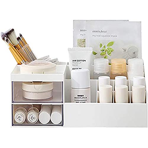 Zumbo - Organizador de cosméticos y productos de cuidado de la piel (cuadrado), color blanco