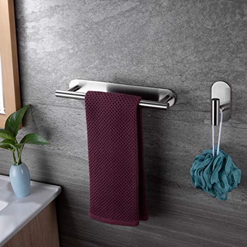 ZUNTO Toalleros de Baño Sin Taladro - 3 Piezas Juego de Accesorios baño 30cm Toallero Barra + Portarrollos para Papel Higiénico + Gancho Adhesivo para Pared, Acero Inoxidable