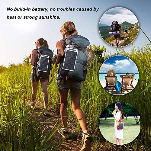 Zuukoo Cargador Solar, 10W 5V Panel Solar Portátil Batería Externa Power Bank con Puerto USB Cargador Móvil para Teléfonos Tabletas Carga de Emergencia en Acampar al Aire Libre Viajar