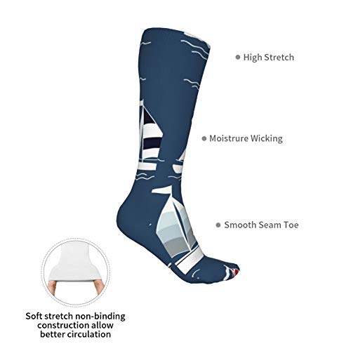 ZVEZVI Barco de dibujos animados Calcetines de compresión de 19,8 pulgadas Botas altas Medias Manguera larga para caminar Yoga para mujeres Hombre ZVEZVI Barco de dibujos animados Calcetines de compresión de 19,8 pulgadas Botas altas Medias Manguera larga para caminar Yoga para mujeres Hombre