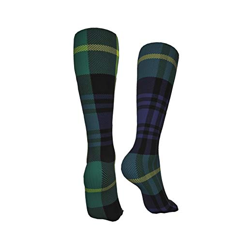 ZVEZVI Calcetines de hombre y mujer, azul irlandés Gordon Tartan Plaid Pattern Flat Green Abstract Black Cashere Celtic Check Pattern 50cm Calcetín de bota para correr, deportes, al aire libre