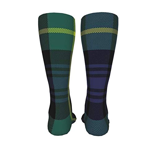 ZVEZVI Calcetines de hombre y mujer, azul irlandés Gordon Tartan Plaid Pattern Flat Green Abstract Black Cashere Celtic Check Pattern 50cm Calcetín de bota para correr, deportes, al aire libre