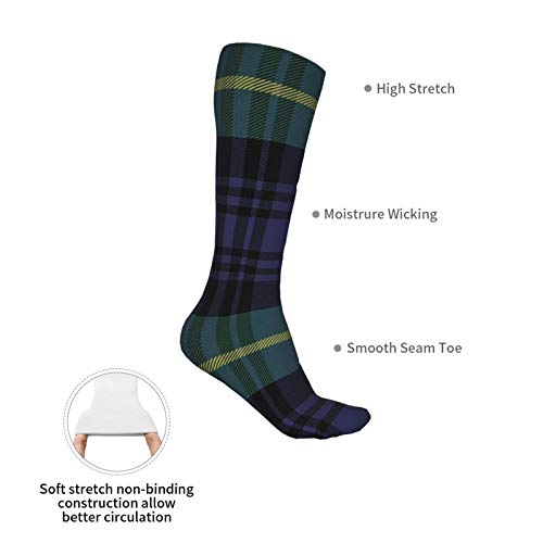 ZVEZVI Calcetines de hombre y mujer, azul irlandés Gordon Tartan Plaid Pattern Flat Green Abstract Black Cashere Celtic Check Pattern 50cm Calcetín de bota para correr, deportes, al aire libre