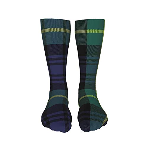 ZVEZVI Calcetines de hombre y mujer, azul irlandés Gordon Tartan Plaid Pattern Flat Green Abstract Black Cashere Celtic Check Pattern 50cm Calcetín de bota para correr, deportes, al aire libre