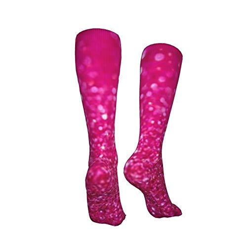 ZVEZVI Pink Glitter 19,8 pulgadas Calcetines de compresión Botas altas Medias Manguera larga para caminar Yoga para mujeres Hombre