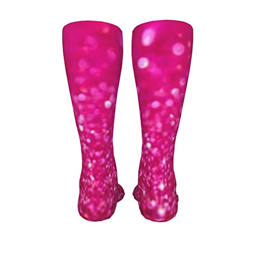 ZVEZVI Pink Glitter 19,8 pulgadas Calcetines de compresión Botas altas Medias Manguera larga para caminar Yoga para mujeres Hombre