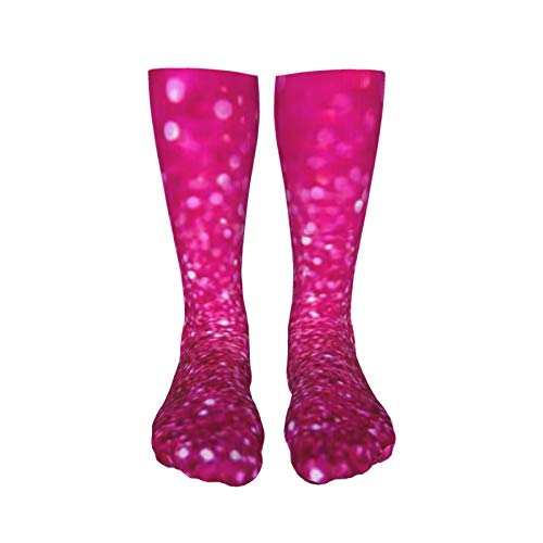 ZVEZVI Pink Glitter 19,8 pulgadas Calcetines de compresión Botas altas Medias Manguera larga para caminar Yoga para mujeres Hombre