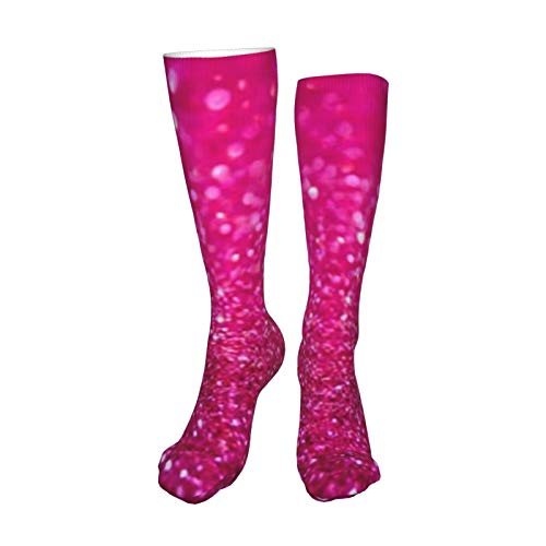 ZVEZVI Pink Glitter 19,8 pulgadas Calcetines de compresión Botas altas Medias Manguera larga para caminar Yoga para mujeres Hombre