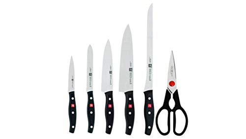 Zwilling TWIN POLLUX - Set de 5 cuchillos y tijera doméstica multiusos, color negro