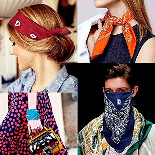 ZWOOS Bandanas Paisley, 12 Piezas Foulards, Pañuelos para el cuello para Hombre y Mujer (Negro)