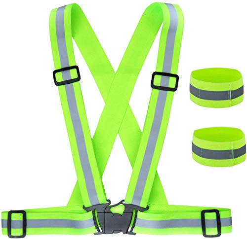 ZWOOS Seguridad Chaleco Reflectante y Bandas, Ajustable Alta Visibilidad Elastic Reflector Chaleco para Correr, Senderismo, Ciclismo, Carreras, Motorista (1 x Chaleco Reflectante + 2 x Brazaletes) ZWOOS Seguridad Chaleco Reflectante y Bandas, Ajustable Alta Visibilidad Elastic Reflector Chaleco para Correr, Senderismo, Ciclismo, Carreras, Motorista (1 x Chaleco Reflectante + 2 x Brazaletes)