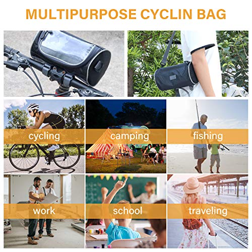 ZXK CO - Bolsa para manillar de bicicleta, con ventana de PVC desmontable y correa para el hombro, multifuncional, resistente al agua, para teléfono móvil, bicicleta, bolsa para el marco delantero