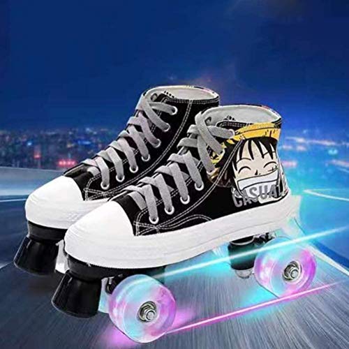 ZXSZX Anime One Piece Patines De Ruedas Giratorios con Lentejuelas Patines De Lona para Hombres Y Mujeres, Peso Ligero, Fuerte Capacidad De Carga, No Es Fácil De Deformar,Black-36 ZXSZX Anime One Piece Patines De Ruedas Giratorios con Lentejuelas Patines De Lona para Hombres Y Mujeres, Peso Ligero, Fuerte Capacidad De Carga, No Es Fácil De Deformar,Black-36